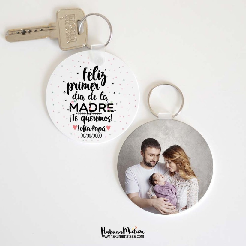 Llavero redondo con foto personalizado - Feliz primer día...