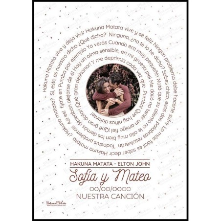 lámina canción personalizada con foto color rosa