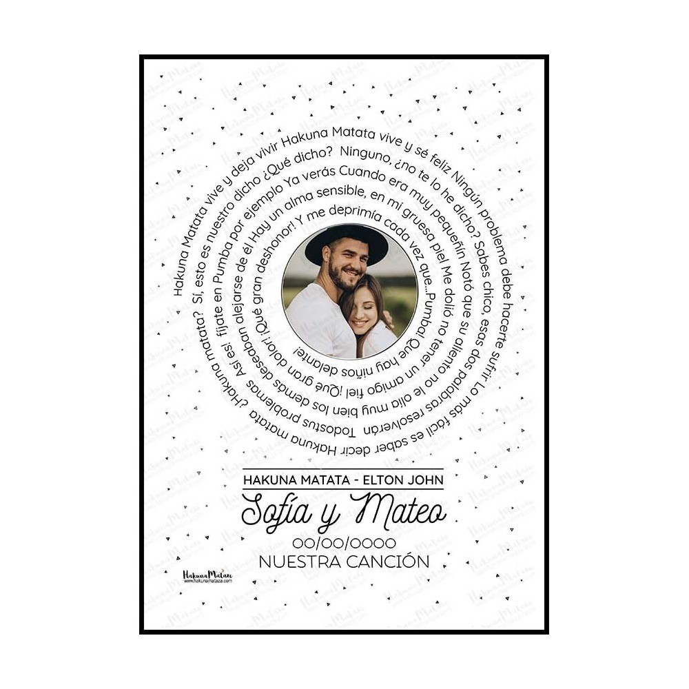 Lámina personalizada con foto - Letra de canción en espiral