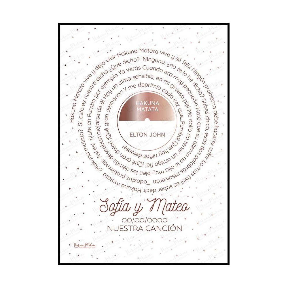 lámina personalizada letra de canción color rosa