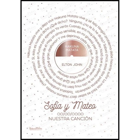 lámina personalizada letra de canción color rosa