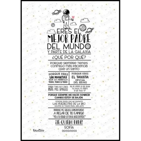 Diseño completo de la lámina personalizada "Eres el mejor padre del mundo".