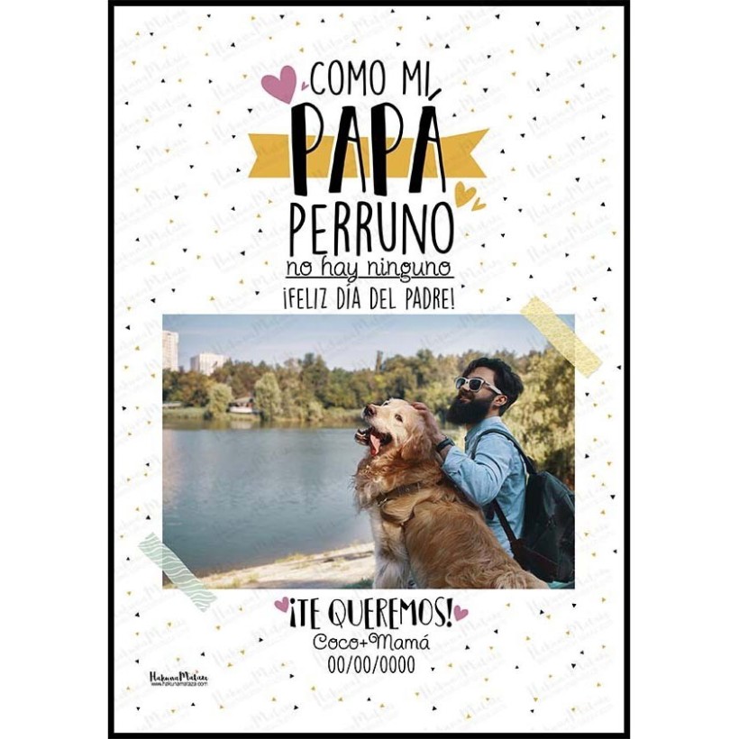 Diseño completo de la lámina personalizada con foto "Como mi papá perruno o gatuno".