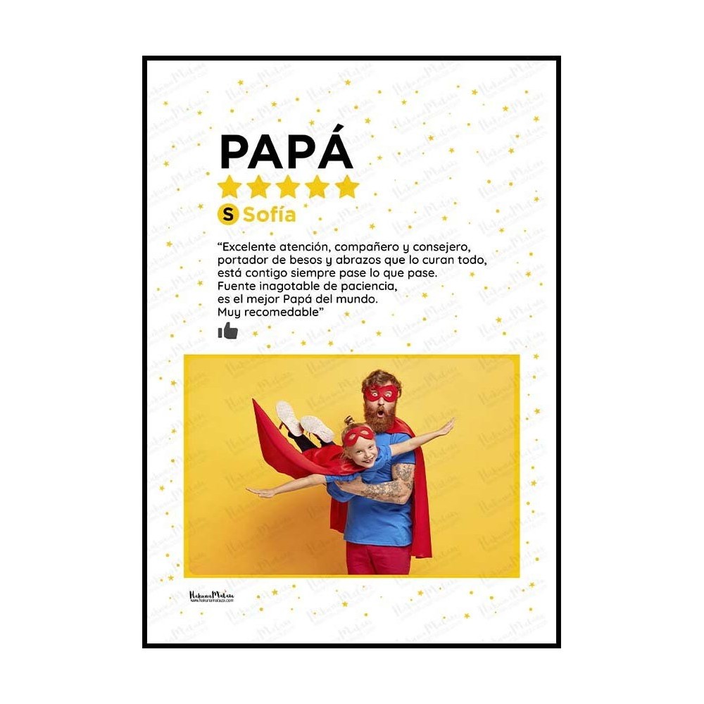 Detalle del diseño de la lámina imitando una reseña de Google