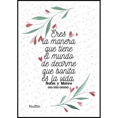 Diseño completo de la lámina personalizada Eres la manera que tiene el mundo