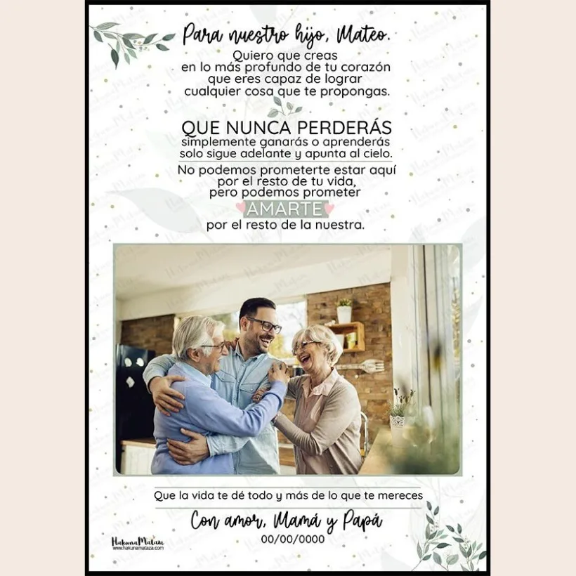 Lámina personalizada con foto - Para nuestro hijo | Hakuna Mataza 2