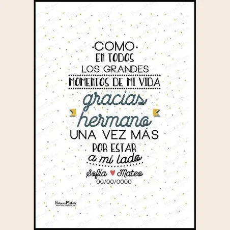 Lámina personalizada - Gracias hermano · detalle