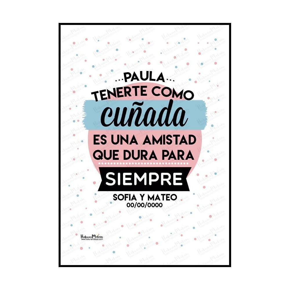 Regalo personalizado para cuñadas con foto y mensaje de amistad