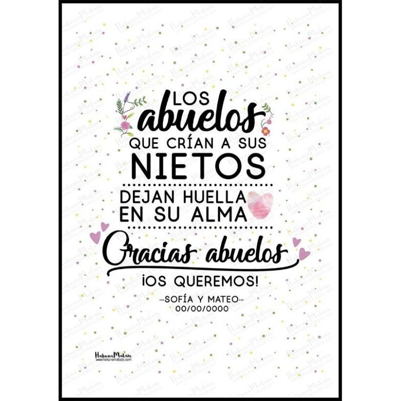 Regalo personalizado para abuelos - Dedicatoria de amor y agradecimiento