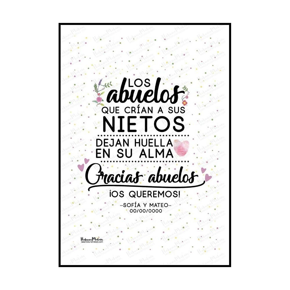 Regalo personalizado para abuelos - Dedicatoria de amor y agradecimiento