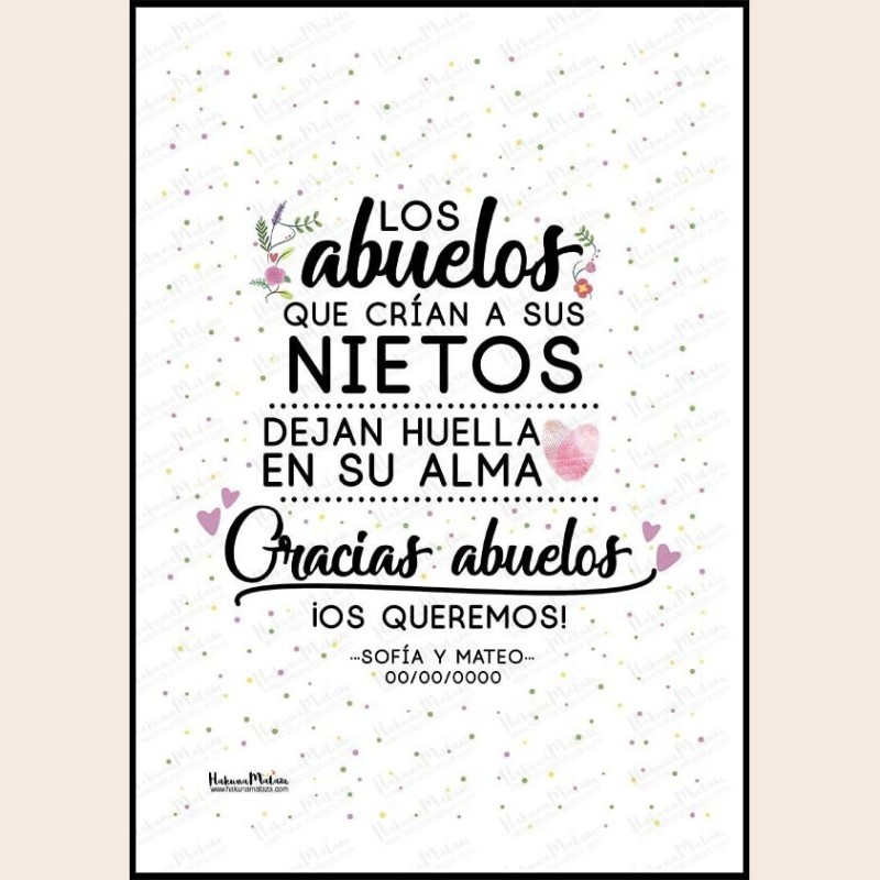 Carta Personalizada Para La Abuela De Nietos Enmarcada, Arte De Pared