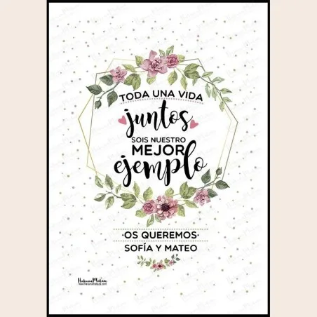 Lámina personalizada - Toda una vida juntos sois nuestro mejor ejemplo · detalle