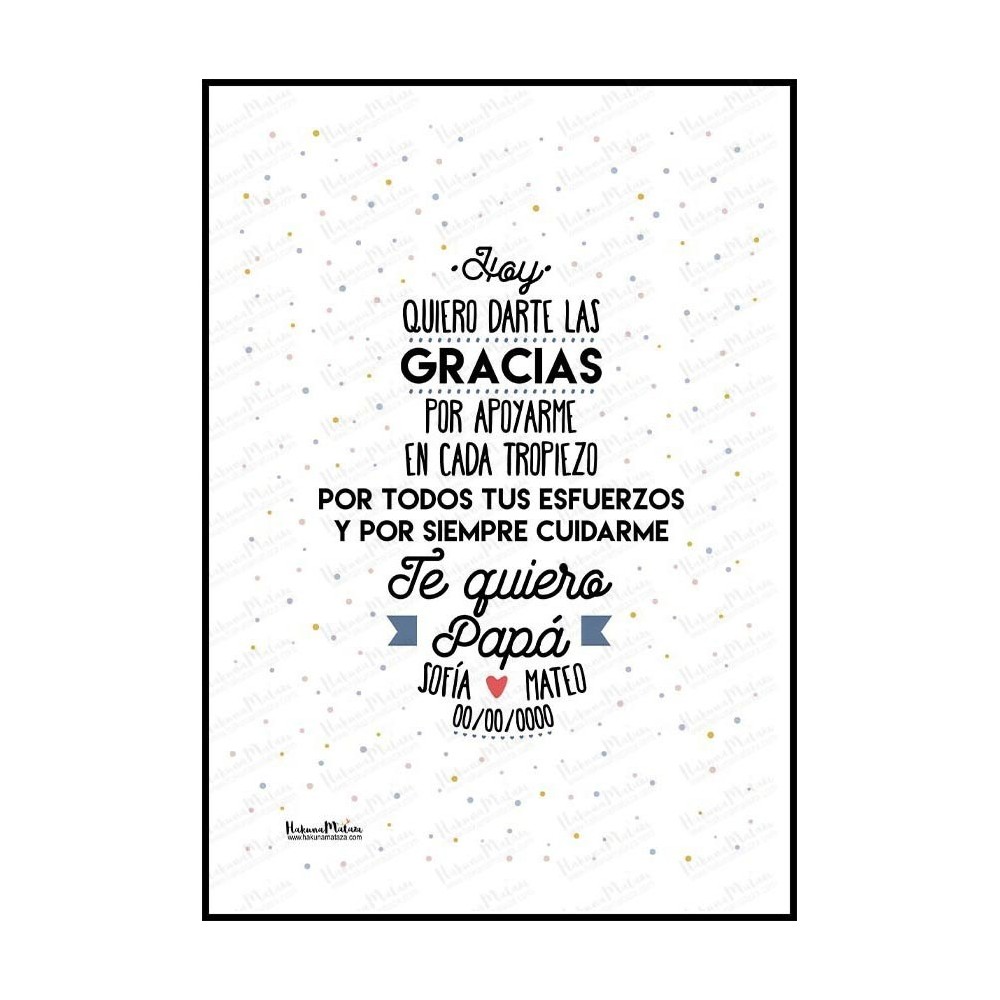 Lámina personalizada - Te quiero Papá
