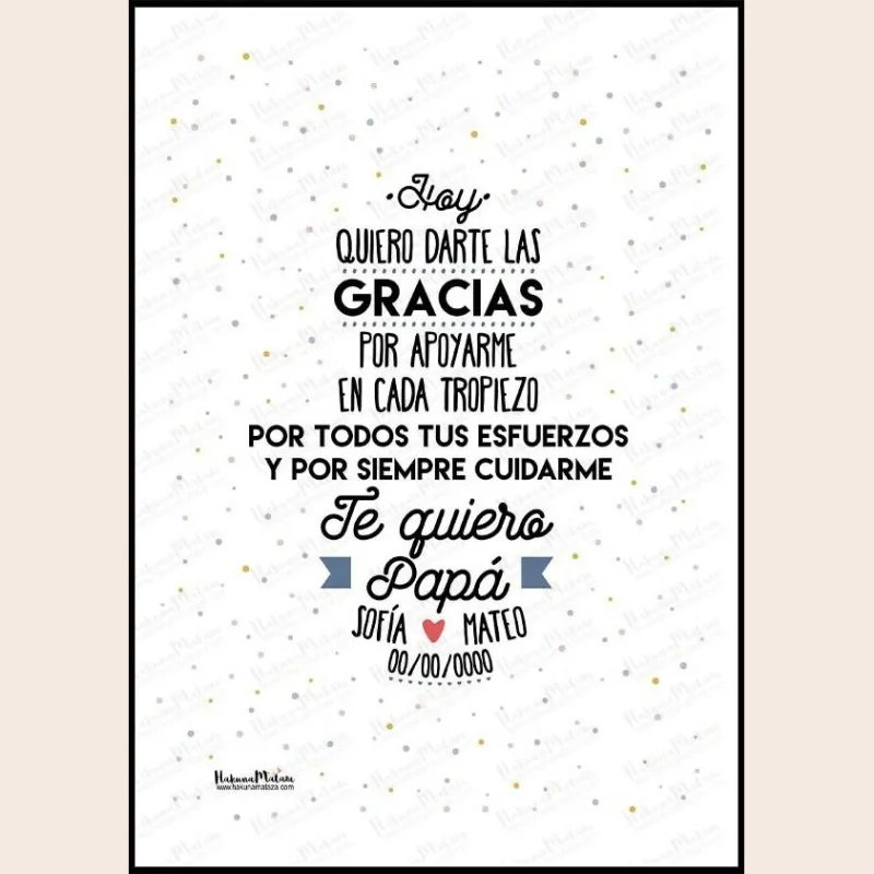 Lámina personalizada - Te quiero Papá · detalle