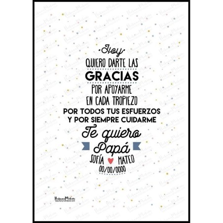 Lámina personalizada Te quiero Papá diseño vertical