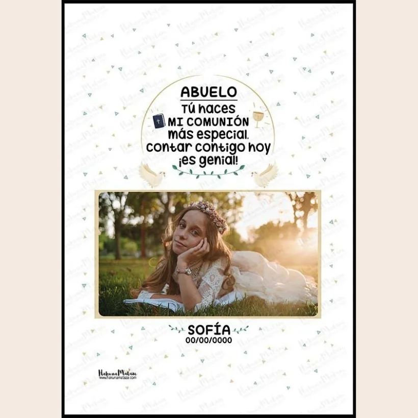 Lámina personalizada con foto de comunión - Contar contigo es genial | Hakuna Mataza 2