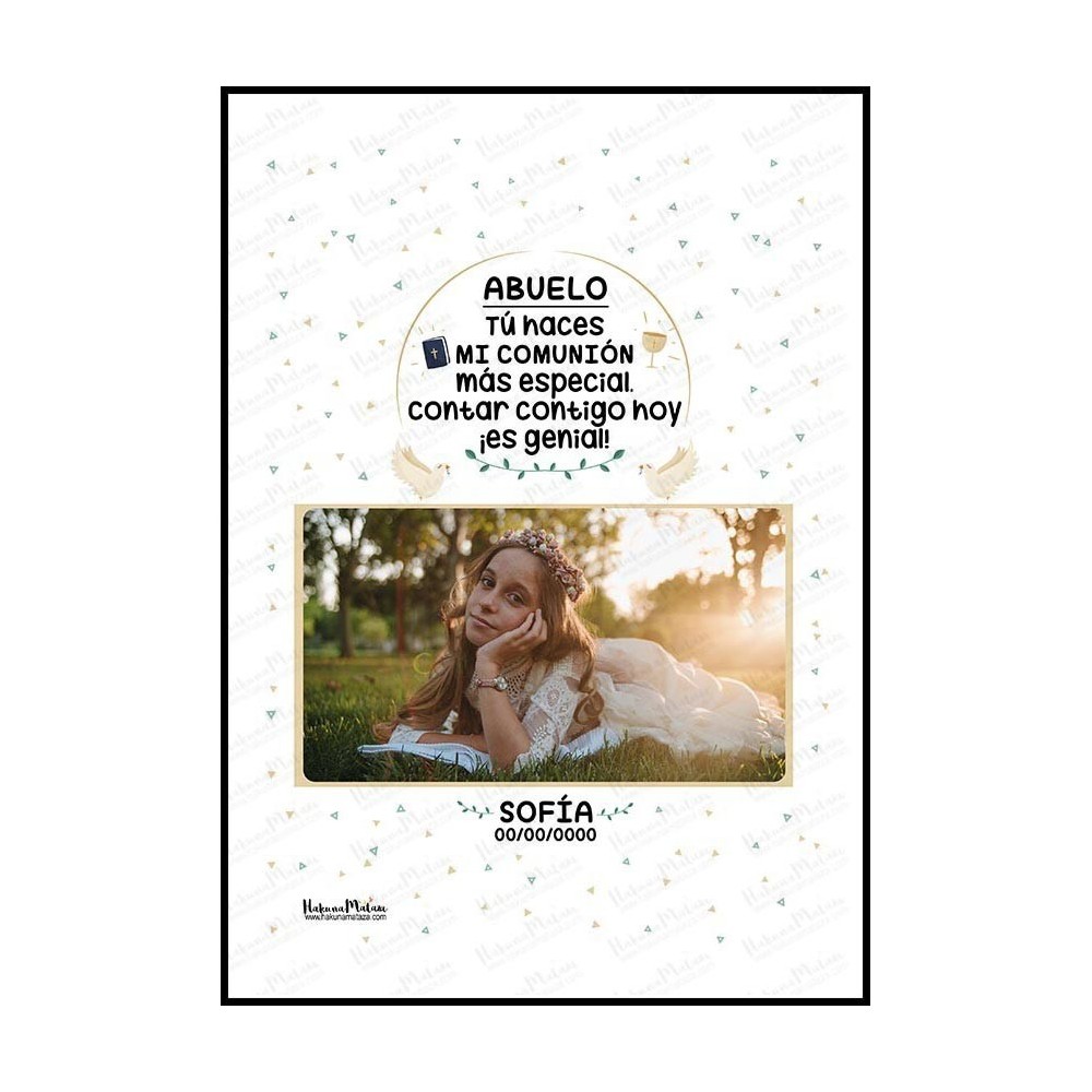 Lámina personalizada con foto de comunión - Contar contigo es genial
