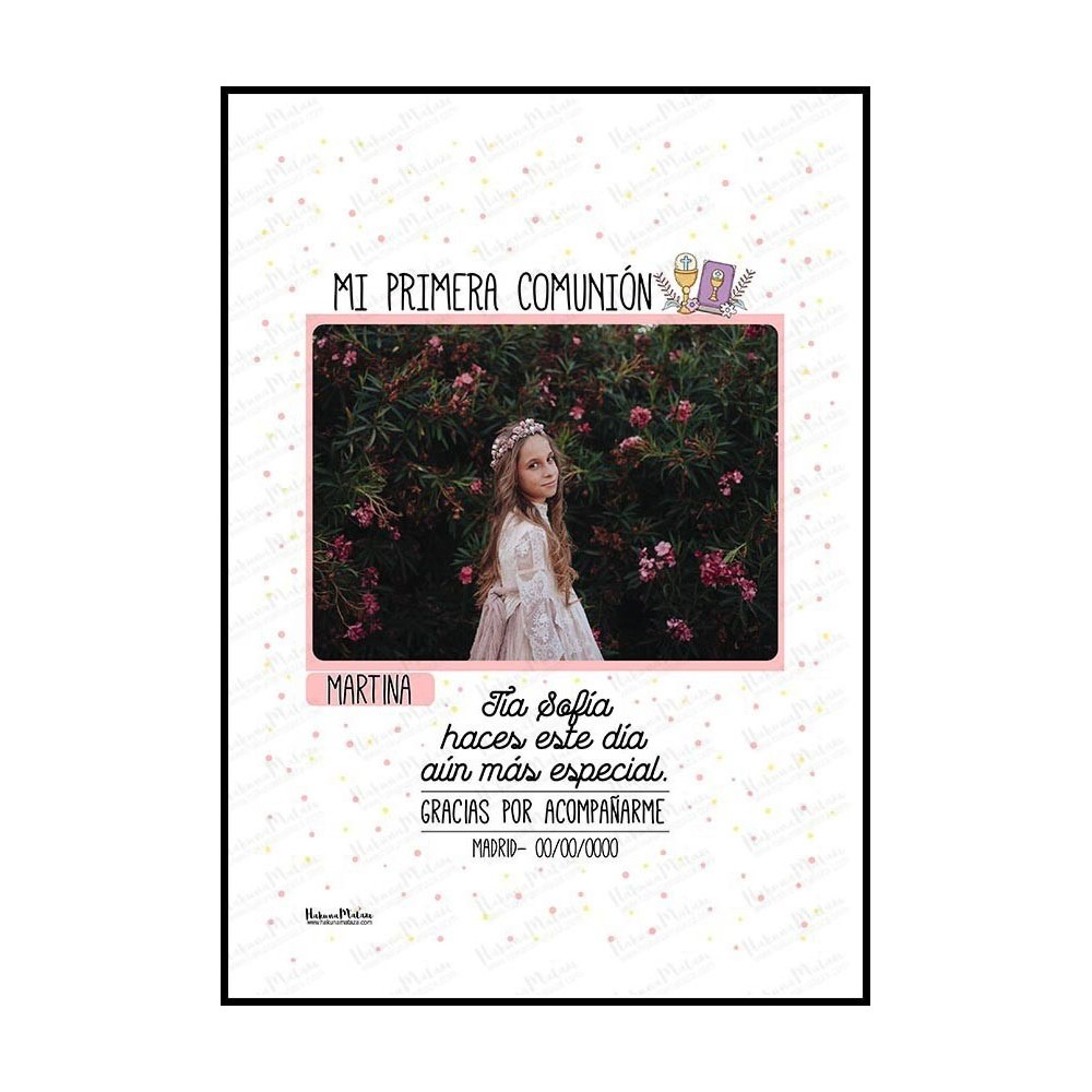 Lámina personalizada con foto de comunión - Mi primera comunión