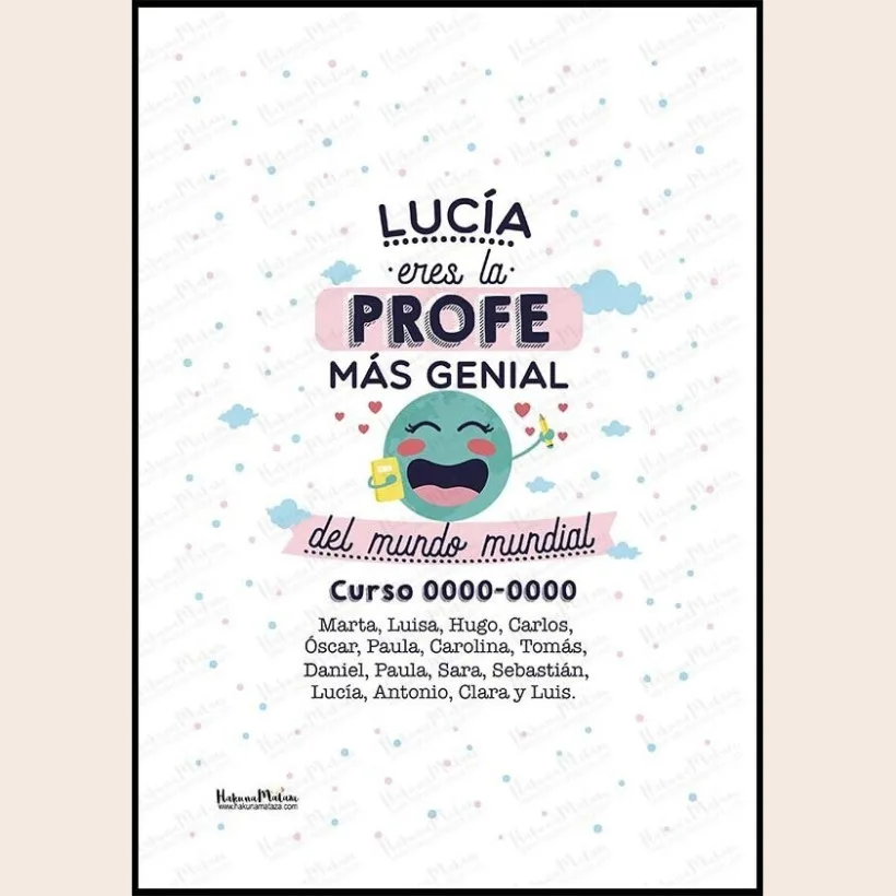 Lámina personalizada - Eres la profe más genial · ejemplo de personalización 2