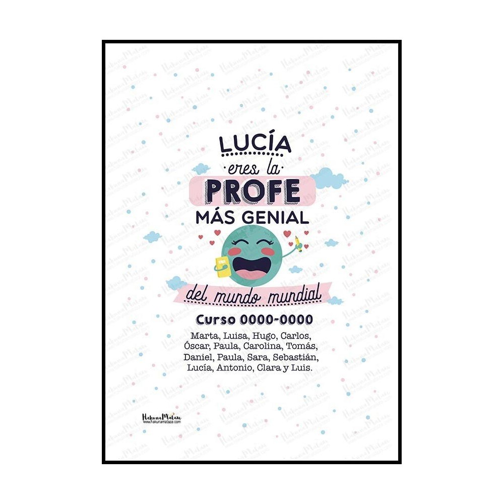 Lámina personalizada - Eres la profe más genial