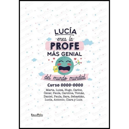 Lámina personalizada - Eres la profe más genial Lámina personalizada - Eres la profe más genial