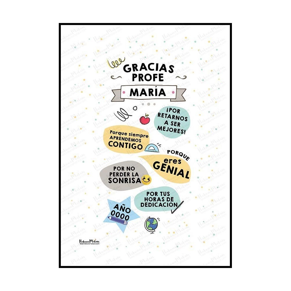 Lámina personalizada - Gracias profe