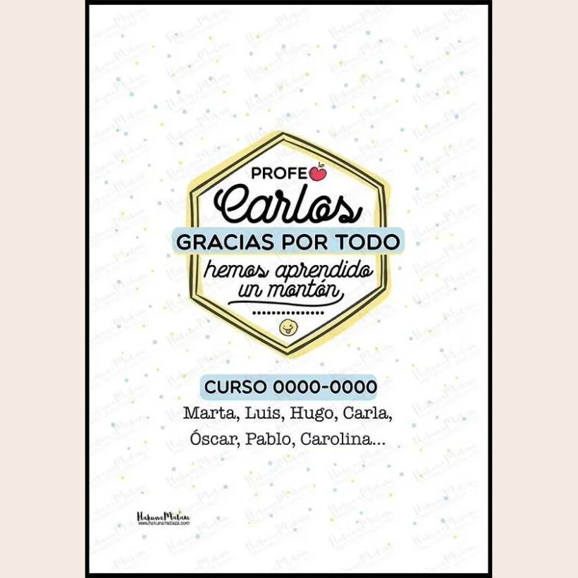 Lámina personalizada - Profesor gracias por todo · ejemplo de personalización 2