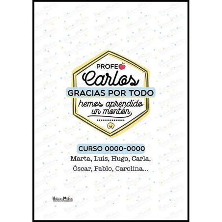 Lámina personalizada - Profesor gracias por todo