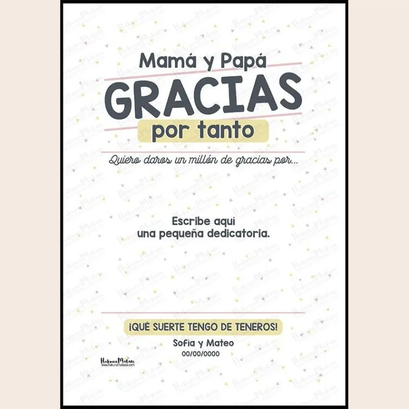 Lámina personalizada - Gracias por tanto · detalle