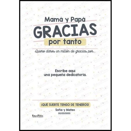 Diseño completo de la lámina personalizada “Gracias por tanto”.