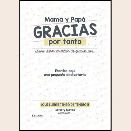 Lámina personalizada - Gracias por tanto · detalle
