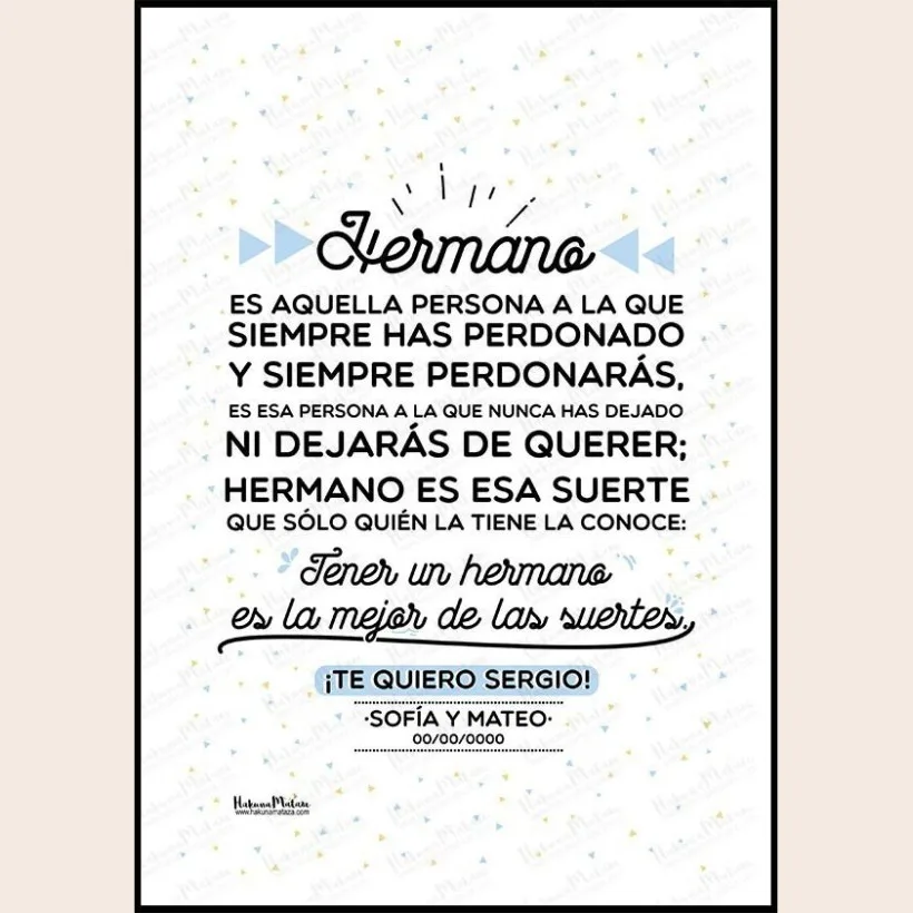 Lámina - Tener un hermano es la mejor de las suertes | Hakuna Mataza 2