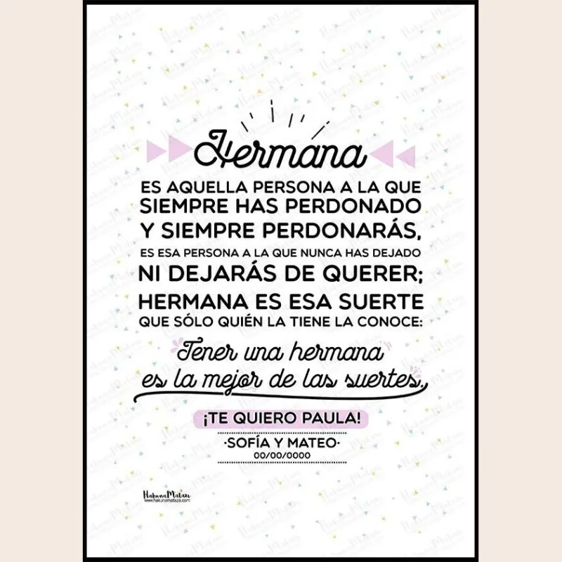 Lámina - Tener una hermana es la mejor de las suertes · detalle
