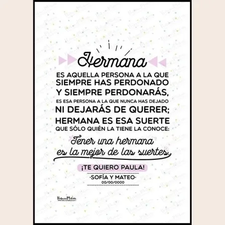 Lámina - Tener una hermana es la mejor de las suertes · detalle