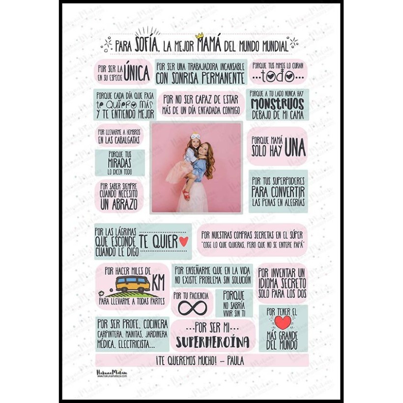 Lámina personalizada con foto - Letra de canción (Color rosa)