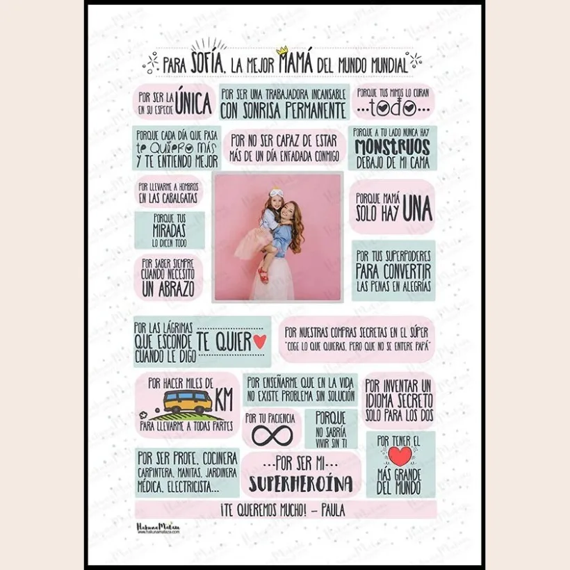 Lámina personalizada con foto - La mejor mamá del mundo mundial | Hakuna Mataza 2
