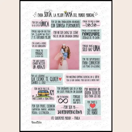 Lámina personalizada con foto - La mejor mamá del mundo mundial · detalle