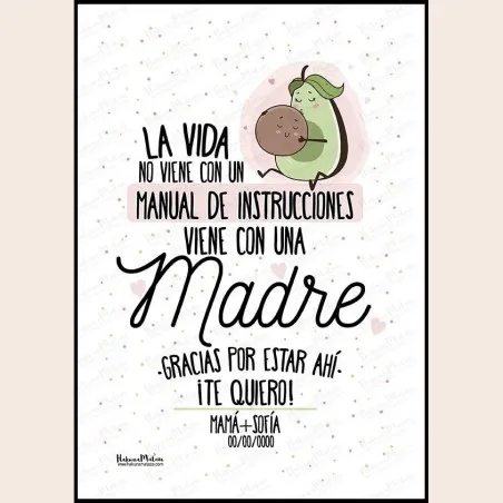 Lámina personalizada - La vida no viene con un manual · detalle