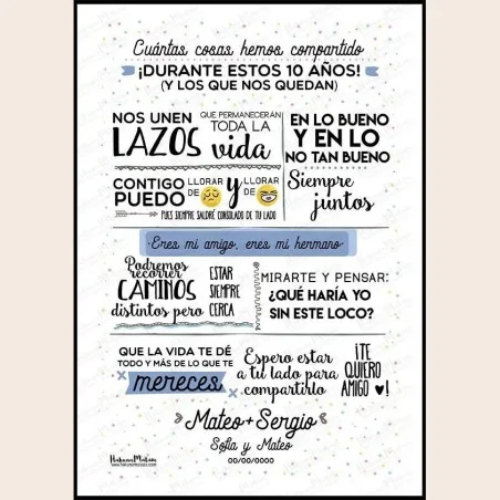 Lámina - Amigo cuántas cosas hemos compartido · detalle