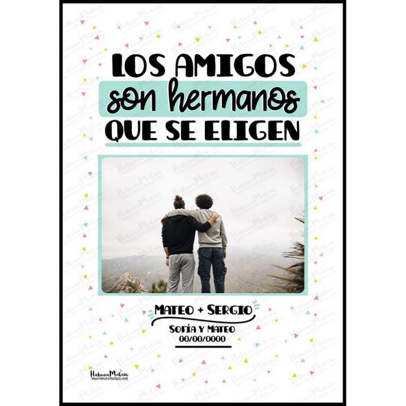 Detalle de la personalización de la foto en la lámina