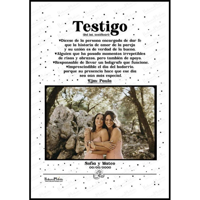 Lámina personalizada con foto - Testigo