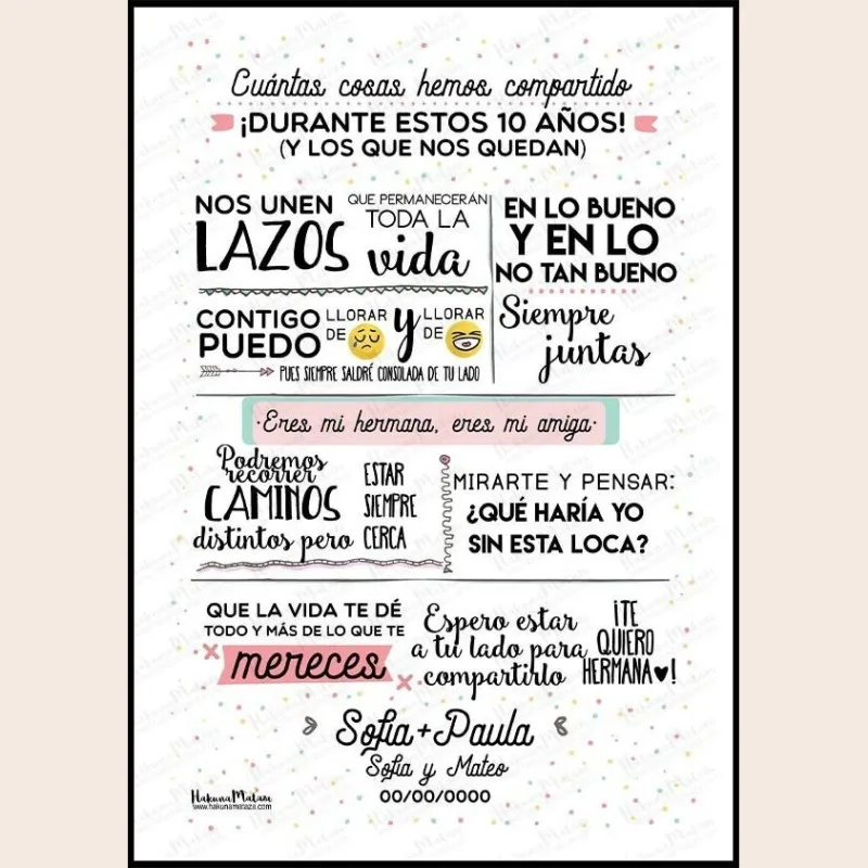 Lámina - Hermana cuántas cosas hemos compartido · detalle