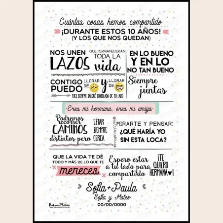 Lámina - Hermana cuántas cosas hemos compartido · detalle