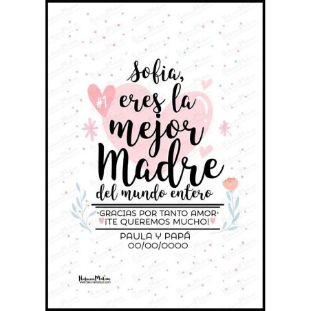 Lámina personalizada - Eres la mejor madre del mundo entero
