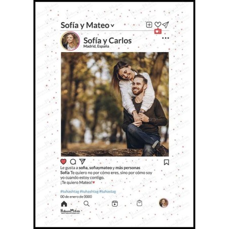 lámina personalizada con foto estilo red social pareja