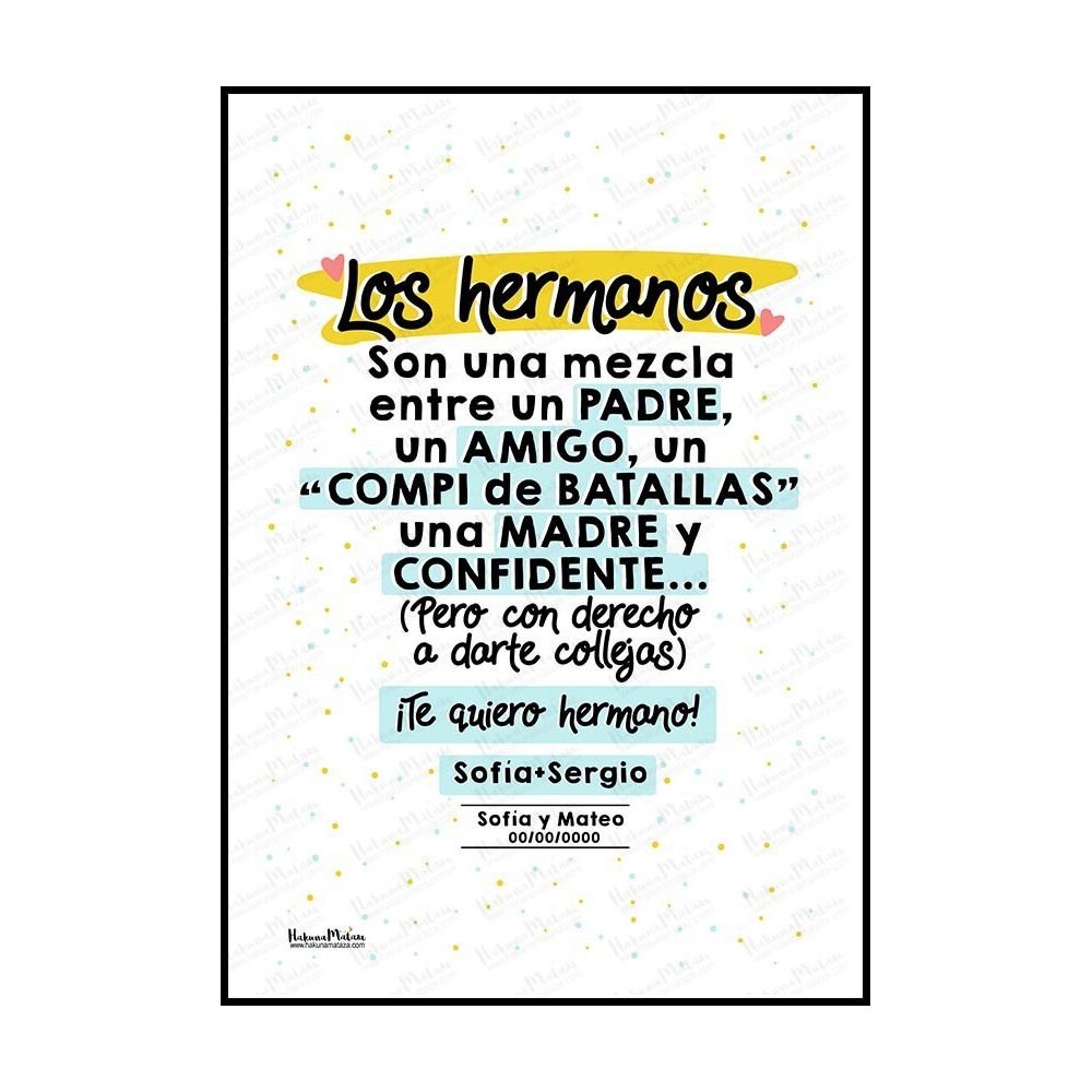 Detalle del diseño de la lámina que captura la esencia de la relación entre hermanos.