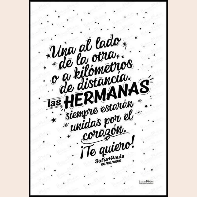 Lámina personalizada - Las hermanas / hermanos siempre estarán unidas · detalle