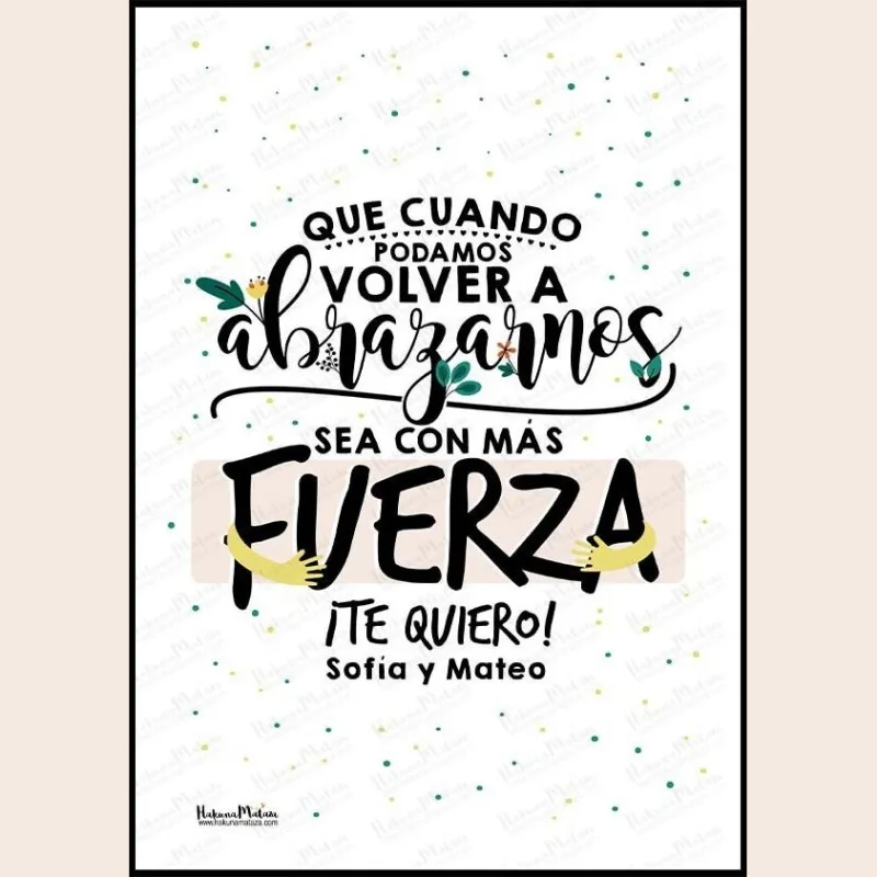 Lámina personalizada - Que cuando podamos volver a abrazarnos · detalle