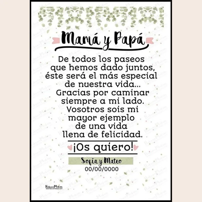Lámina personalizada - Gracias por caminar siempre a mi lado · detalle