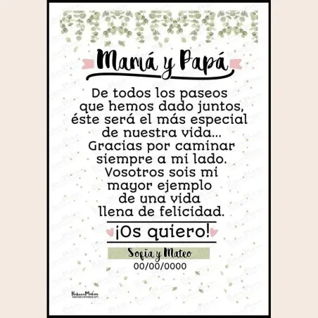 Lámina personalizada - Gracias por caminar siempre a mi lado · detalle